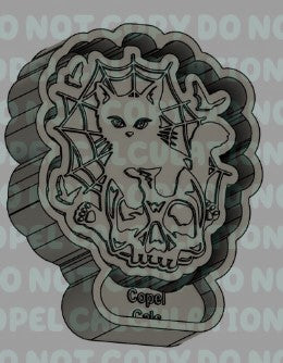 Cat with Skull and Cobwebs