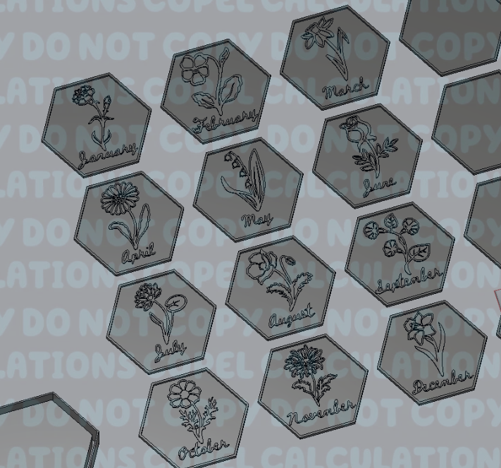 Birth Month Flowers (inserts for hexagon mold)